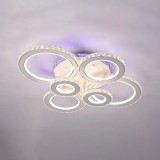 Lustra LED RGB cu telecomanda si cristale MEILI ZAFINA, 6 cercuri, 238W, dimabila, lumina rece/calda/neutra, alb