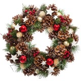 Coronita decorativa cu frunze si conuri, diametru 35 cm, multicolora Household NewTrend