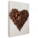Tablou canvas inima din boabe de cafea in nuante alb, maro 1130 Tablou canvas pe panza CU RAMA 50x70 cm