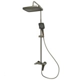 Set de dus premium din cupru, 3 functii, cap ploaie, gri grafit satinat