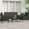 Gossi set mobilier relaxare gradina 4 piese cu perne poliratan negru