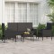 Gossi set mobilier relaxare gradina 4 piese cu perne poliratan negru