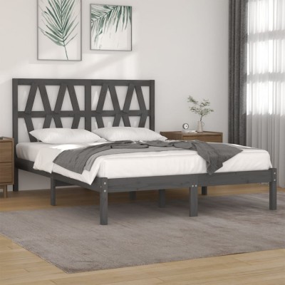 vidaXL Cadru de pat, gri, 200x200 cm, lemn masiv de pin 3104020 foto