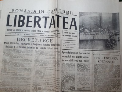 ziarul libertatea 29 decembrie 1989-revolutia romana-articole si fotografii foto