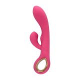Vibrator rabbit TOYZ4LOVERS Handy G-Double Touch Grip, pentru clitoris și punctul G, 10 funcții de vibrație, 18.8 cm, roz cu auriu