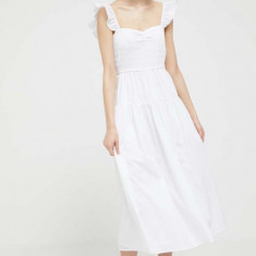 Abercrombie & Fitch rochie culoarea alb, mini, evazati