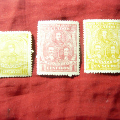 Serie mica Ecuador - 1896 Partidul Liberal , 1c , 10c si 1s , sarniera