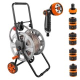 Carucior cu furtun gradina, antirasucire, + pistol de stropit, accesorii, 1/2&quot;, 50 m, NEO