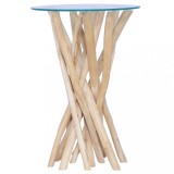 vidaXL Măsuță de cafea cu blat de sticlă, 35x35x50 cm, lemn masiv tec 288813