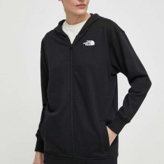 The North Face hanorac de bumbac femei, culoarea negru, cu glugă, neted, NF0A87E3JK31