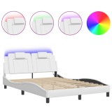 Cadru de pat, Viana, cu LED fara saltea, alb, 140x190 cm