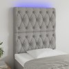 VidaXL Tăblie de pat cu LED, Gri deschis, 80x7x118/128 cm, textil