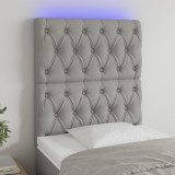 VidaXL Tăblie de pat cu LED, Gri deschis, 80x7x118/128 cm, textil