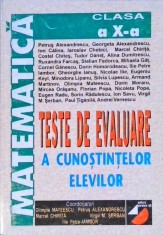 MATEMATICA. TESTE DE EVALUARE A CUNOSTINTELOR ELEVILOR, CLASA A X-A-OLIMPIA MATEESCU, PETRUS ALEXANDRESCU, -257305 foto