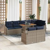 vidaXL Set de canapele pentru grădină 9 pcs Gri Rattan poli 3358593