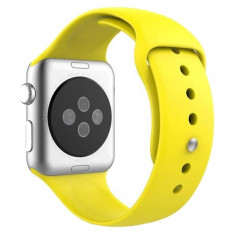 Curea iUni compatibila cu Apple Watch 1/2/3/4/5/6/7, 38mm, Silicon, Yellow foto