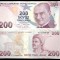 TURCIA 200 LIRE 2009 ( 2022 ) prefix F , UNC [1] P- 227e , necirculata
