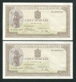 q258 PERECHE CONSECUTIVA 500 LEI APRILIE 1941 FILIGRAN VERTICAL NECIRCULATA UNC