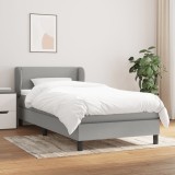 Cumpara ieftin Pat box spring cu saltea, gri deschis, 100x200 cm, textil