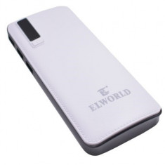 Power bank extern Elworld YB-01, 3 porturi USB, afisaj digital stare baterie, functie lanterna, max.20000 mAh, alb