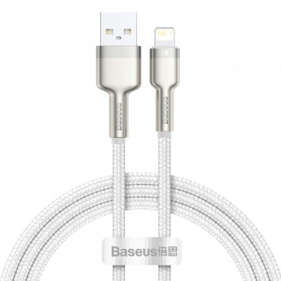 Cablu Date si Incarcare USB-A - Lightning Baseus Cafule Metal Series, 18W, 1m, Alb CALJK-A02 foto