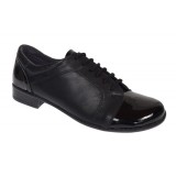 Pantofi dama casual din piele naturala box Negru Lac P53LACN