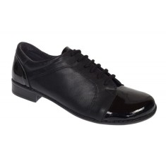 Pantofi dama casual din piele naturala box Negru Lac P53LACN