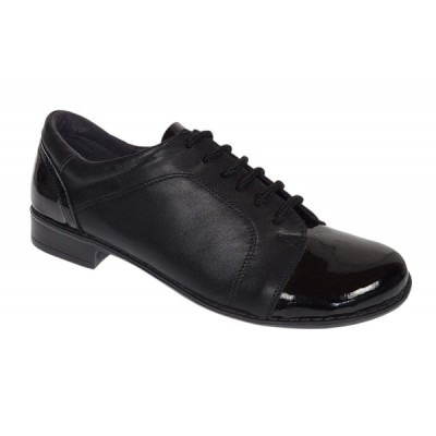 Pantofi dama casual din piele naturala box Negru Lac P53LACN foto