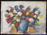 Dan Bajenaru - Vas cu Flori, Ulei pe Panza, 37.5x27.5cm, Semnat, Album Arta cu Certificat Autenticitate