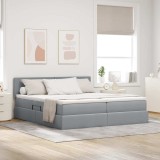 Cumpara ieftin Pat cu storage Gri deschis 200 x 200 cm Piele artificiala