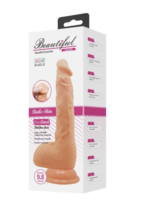 Dildo XXL Realistic cu scrot si ventuza, Beautiful Jason, [ 25 m x 4,1 cm ] (DB)