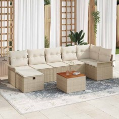 vidaXL Set de canapele pentru grădină 8 pcs Bej poliratan 3359463