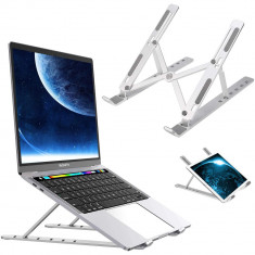 Suport de birou pliabil pentru laptop, tableta sau telefon, portabil, aluminiu foto