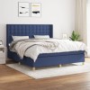 Pat box spring cu saltea, albastru, 180x200 cm, material textil