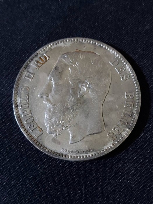 Belgia 1873 - 5 Franci - Monedă de argint #3