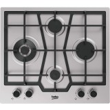Plita incorporabila Beko HIAW642210X, Gaz, 4 arzatoare, Gratar fonta, Arzator Wok, Siguranta flacara, FlameAdjust, 60 cm, Inox