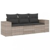 Set canapele de gradina cu perne, 3 piese gri deschis poliratan