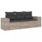 Set canapele de gradina cu perne, 3 piese gri deschis poliratan