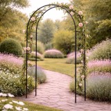 Pergola de gradina pentru plante cataratoare, otel, 114x37x230 cm, verde inchis