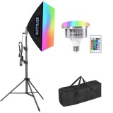 Cumpara ieftin Kit softbox, 1 LED RGB E27, 45W, telecomanda si geantat, inaltime 200cm,