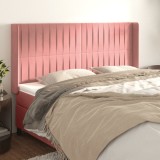 VidaXL Tăblie de pat cu aripioare, roz, 183x16x118/128 cm, catifea
