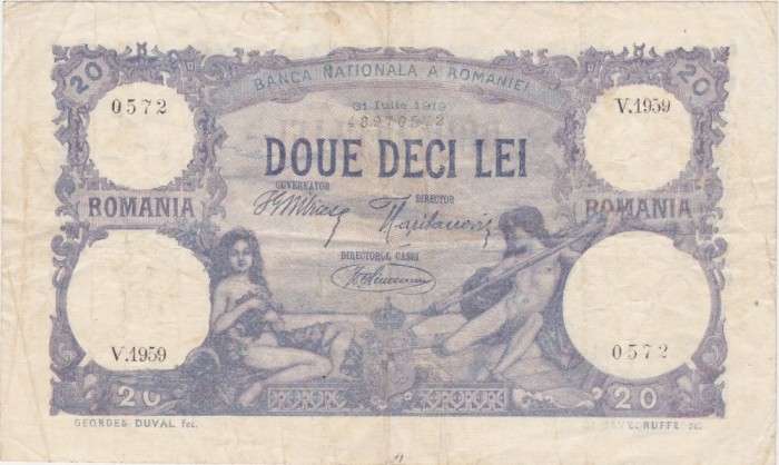 ROMANIA 20 lei 1919 VF