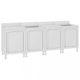 vidaXL Dulap Chiuveta Profesionala Inox 240cm HORECA: Chiuveta Dubla + Scurgator Dublu, Ajustabil, Depozitare