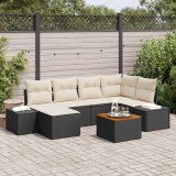 vidaXL Set de canapele pentru grădină cu pernă 7 pcs Negru Rattan poli