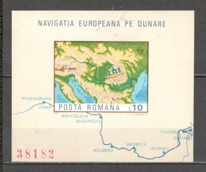 Romania.1977 Navigatia europeana pe Dunare-Bl. nedantelat ZR.594