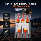 Set 3 Plute pentru Pescuit, Alb/Portocaliu