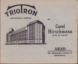HST A249 Plic reclamă casa de import Carol Hirschmann Arad comerciant evreu