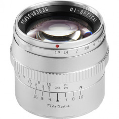 Obiectiv manual TTArtisan 50mm F1.2 silver pentru FujiFilm FX-mount