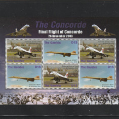 Gambia 2006-Aviatie,Concorde,ultimul zbor,26.nov.2003,Bloc 2x3,Mi.5695-5696KB