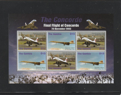Gambia 2006-Aviatie,Concorde,ultimul zbor,26.nov.2003,Bloc 2x3,Mi.5695-5696KB foto
